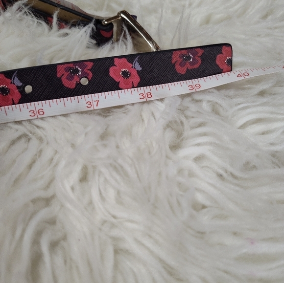 Kate Spade Dancing Blooms Lori Leather Belt Black Red 37 Inch main image 10